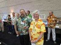 Hawaiian Shirt Contest - the two finalists AJ Runkel and Paula Fatura (the Queen of Cans)